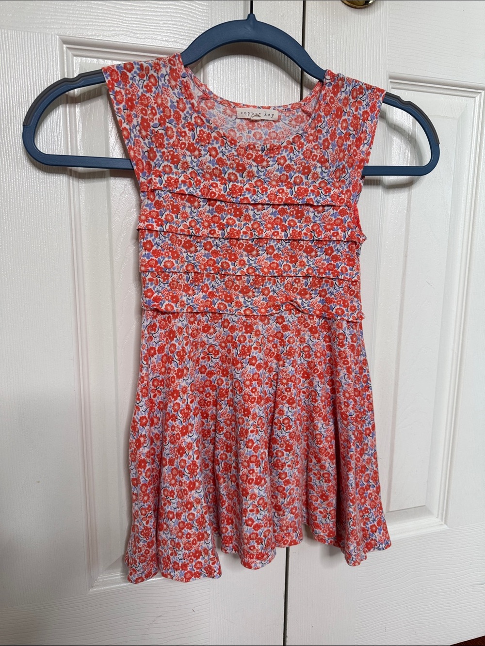 Cotton orange Floral Ruffle Girls' Dress size small